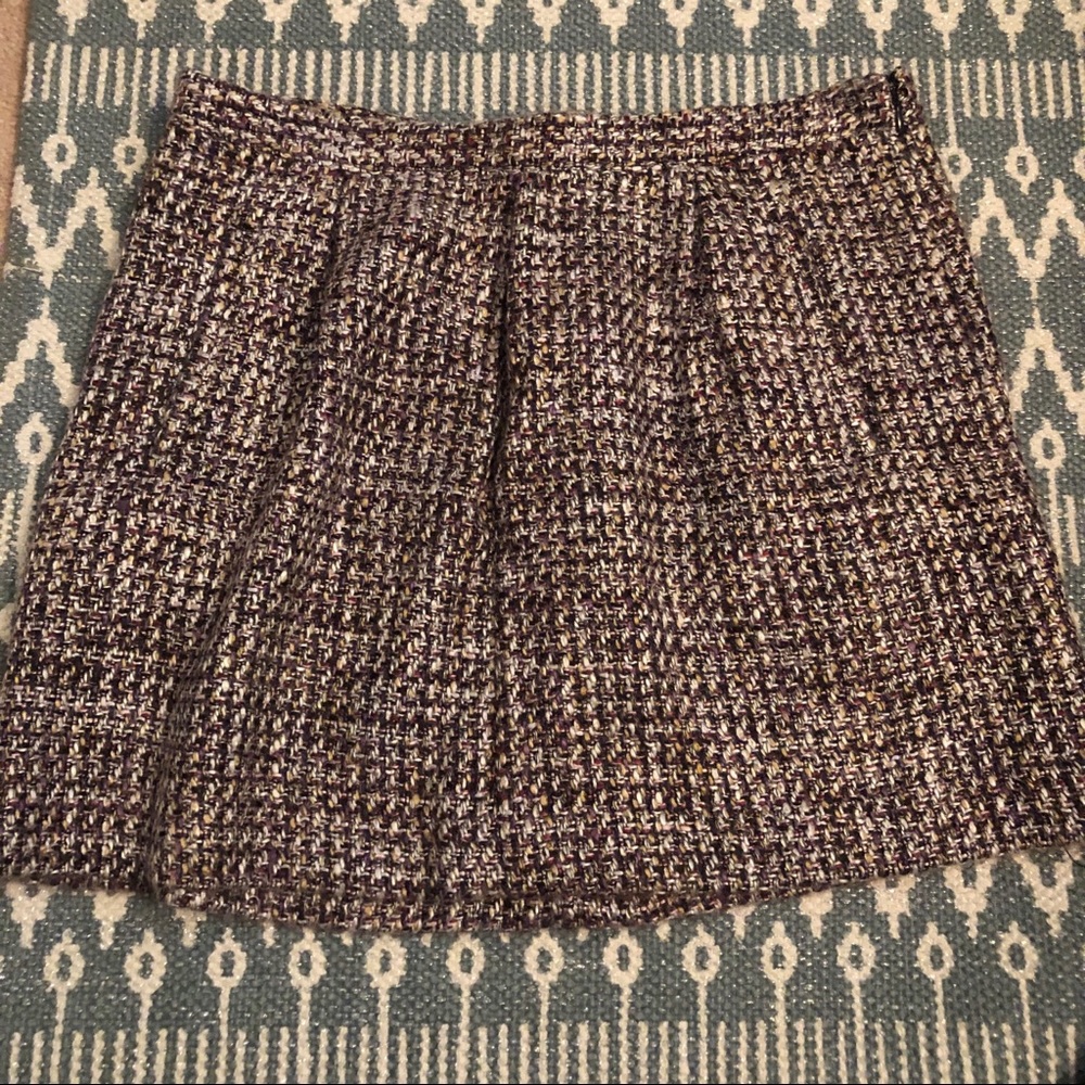 Tweed plum/tan mini skirt